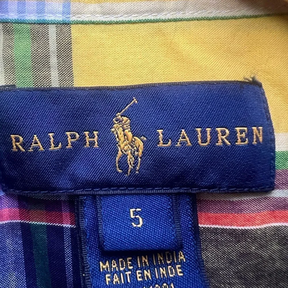 Ralph Lauren Boys Yellow Plaid Dress Shirt size 5